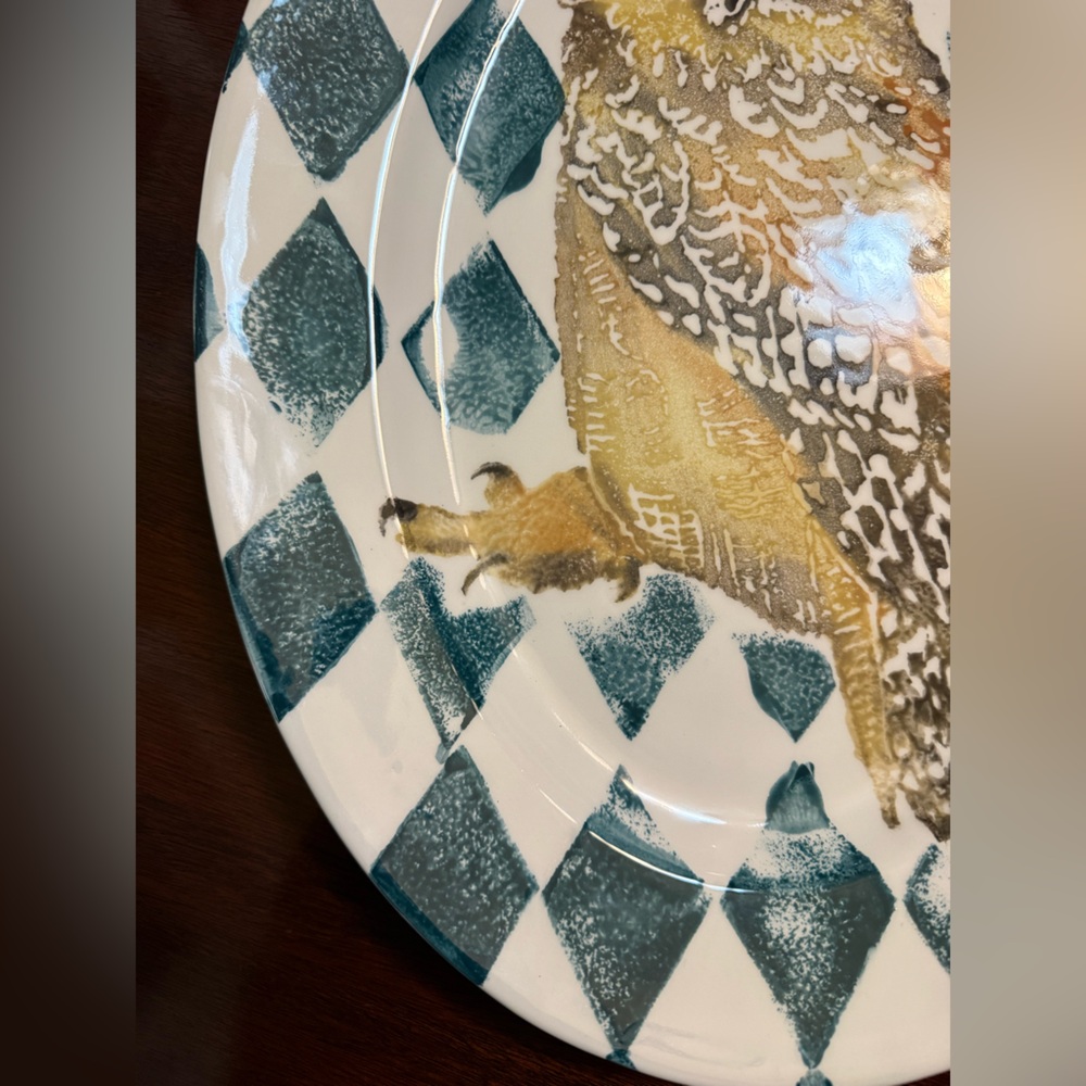 🦉 Vietri Wildlife Owl Oval Platter – Made in Italy – 18” – Wall Hanging Holes - Picture 5 of 10